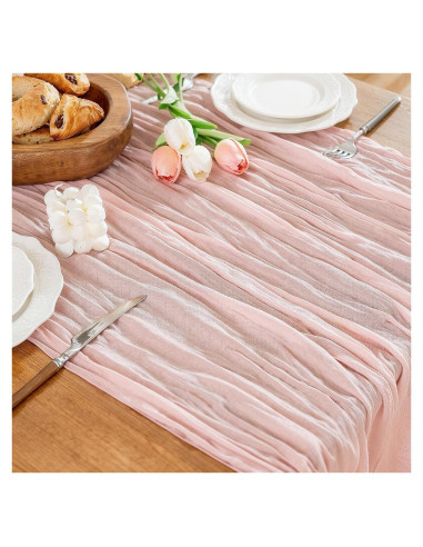 Caminito de Mesa de Gasa Rosa Polvoriento 3m HOMEBROS