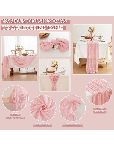 Caminito de Mesa de Gasa Rosa Polvoriento 3m HOMEBROS