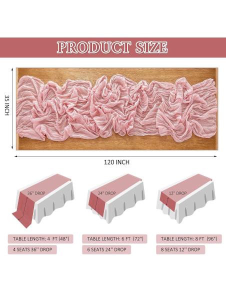 Caminito de Mesa de Gasa Rosa Polvoriento 3m HOMEBROS