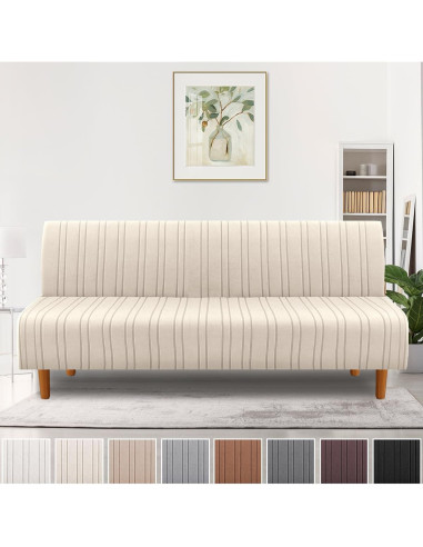 Funda de Futón H.VERSAILTEX Elástica Rayas Modernas Natural