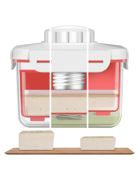Prensa de Tofu Muimnvi Roja, Drenaje Rápido y Ajuste de Dureza