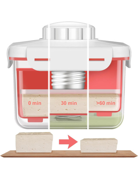 Prensa de Tofu Muimnvi Roja, Drenaje Rápido y Ajuste de Dureza