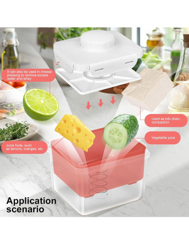 Prensa de Tofu Muimnvi Roja, Drenaje Rápido y Ajuste de Dureza