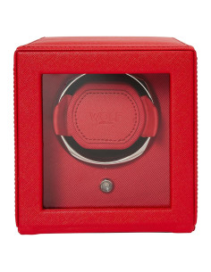 Cargador de Reloj Wolf Cub Individual Rojo con Tapa de Vidrio