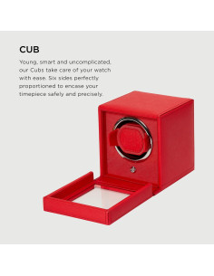 Cargador de Reloj Wolf Cub Individual Rojo con Tapa de Vidrio 2