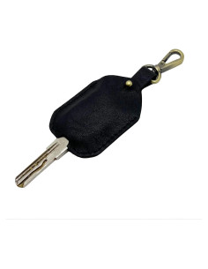 Funda de Llave de Cuero Genuino Negra con Clip de Carabinero