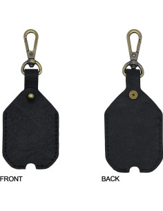 Funda de Llave de Cuero Genuino Negra con Clip de Carabinero 2