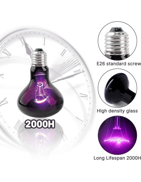 Bombilla Nocturna UVA 60W HARTOMPET para Reptiles - Paquete de 2