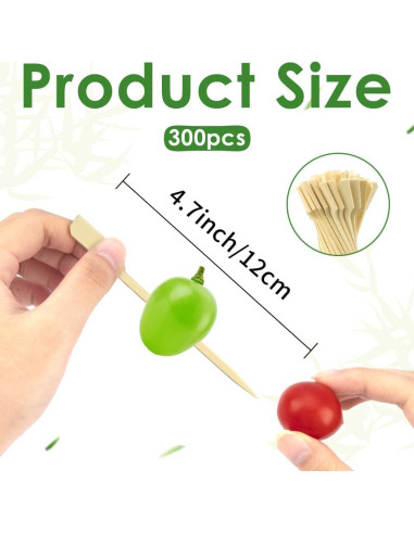 300 Pinchos de Bambú 12 cm para Aperitivos Libemskix