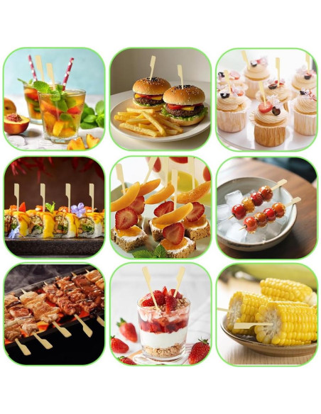 300 Pinchos de Bambú 12 cm para Aperitivos Libemskix