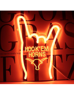 Luz de Neón Hook Em Horns TEXAS Dimmable 30x20 cm 2