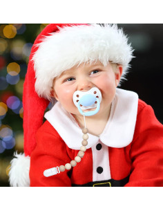 Clip de Chupete Silicona Unisex 2 Piezas Beige y Blanco 2