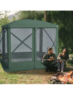 Carpa Plegable Outsunny 2.16x2.16m para 4 Personas Verde 2