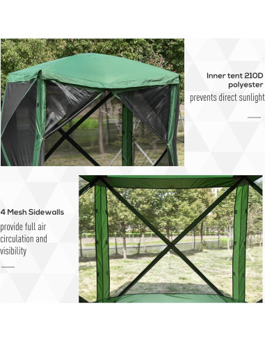 Carpa Plegable Outsunny 2.16x2.16m para 4 Personas Verde
