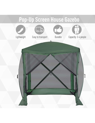 Carpa Plegable Outsunny 2.16x2.16m para 4 Personas Verde