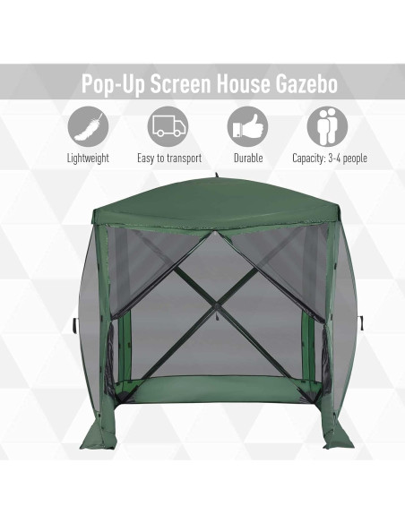 Carpa Plegable Outsunny 2.16x2.16m para 4 Personas Verde