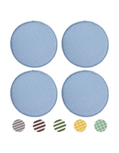 Cojines Redondos Antideslizantes Tiita 33 cm Rayas Azules - Paquete de 4
