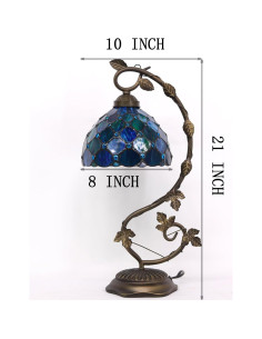 Lámpara de Mesa ZJART Vidrio Templado 20x25x53cm Perla Azul Mar 2