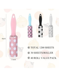 40 Mini Rodillos Quitapelusas Maahongh Viaje Extra Adhesivos 2