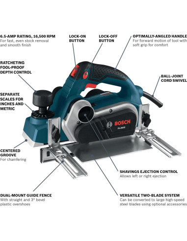 Cepillo Eléctrico BOSCH PL2632K 2.86 kg 6.5A 8.26 cm Ancho