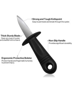 Paquete de 8 cuchillos para abrir ostras Dhieong - Acero inoxidable 2