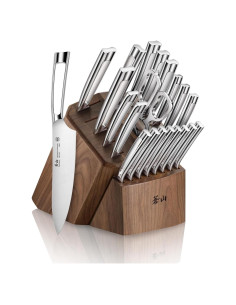 Juego de Cuchillos Forjados Cangshan N1 de 23 Piezas en Bloque de Nogal
