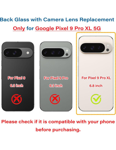 Cristal Trasero Compatible Google Pixel 9 Pro XL 5G Obsidiana