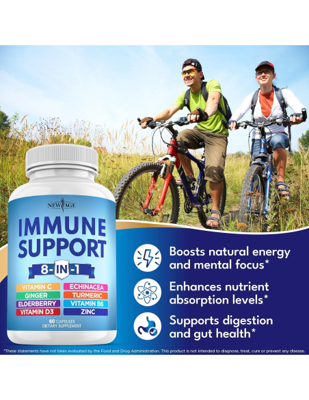 Suplemento Inmunológico Nueva Era 60 Cápsulas 8 en 1 Vitamina C D Zinc