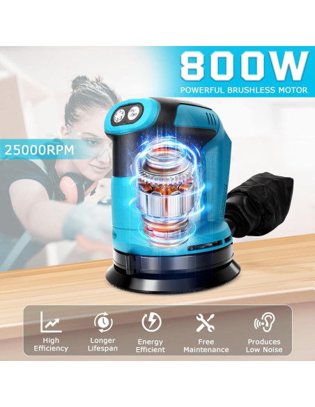 Lijadora Orbital Rueqior 18V Sin Escobillas 6 Velocidades Lijadora Orbital Rueqior 18V Sin Escobillas 6 Velocidades