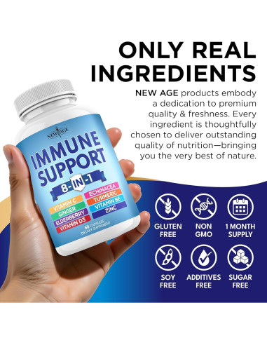 Suplemento Inmunológico Nueva Era 60 Cápsulas 8 en 1 Vitamina C D Zinc
