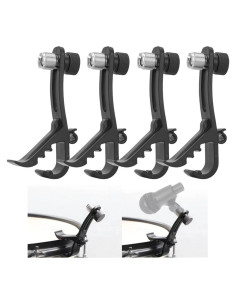 Clips de Micrófono para Batería - 4 Piezas Ajustables Negros
