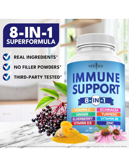 Suplemento Inmunológico Nueva Era 60 Cápsulas 8 en 1 Vitamina C D Zinc