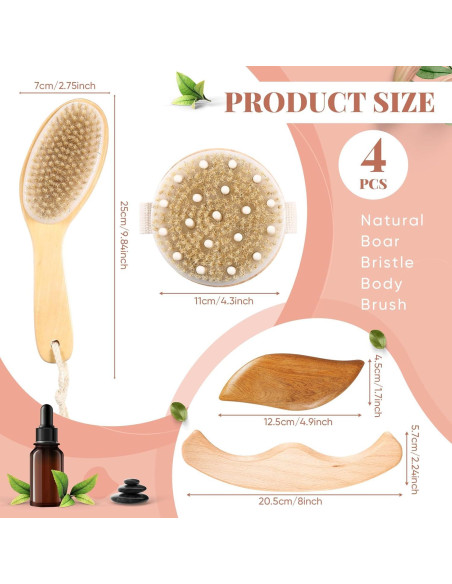 Set 4 en 1 Cepillos Secos Veganos Lineshading para Drenaje Linfático