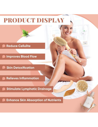 Set 4 en 1 Cepillos Secos Veganos Lineshading para Drenaje Linfático