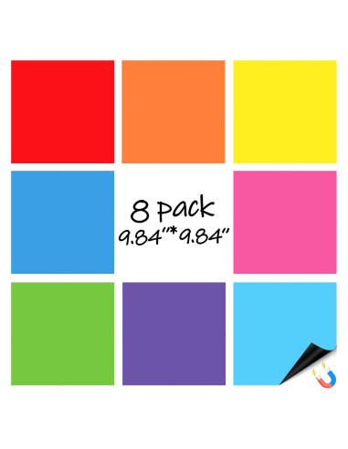 8 Tableros Magnéticos de Borrado en Seco Naozinebi 25 cm Coloridos