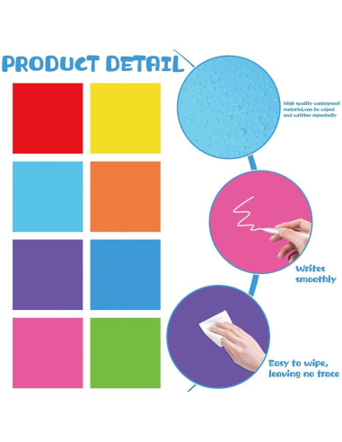 8 Tableros Magnéticos de Borrado en Seco Naozinebi 25 cm Coloridos
