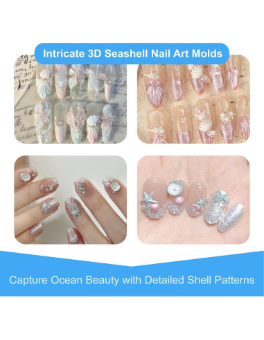 Moldes de Uñas 3D ZGGAZCA Silicona Conchas Oceánicas