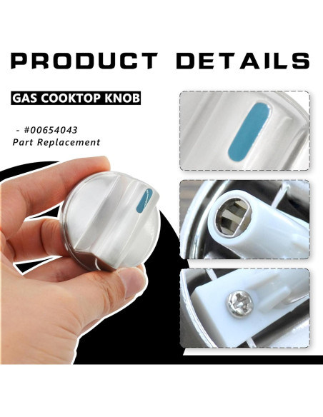 Perilla de Control de Quemador ZNTVW 00654043 Metal Plateado