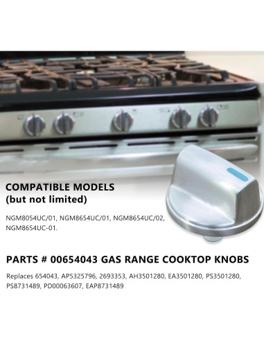 Perilla de Control de Quemador ZNTVW 00654043 Metal Plateado