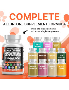 Suplemento Clean Nutraceuticals Ginseng y Ginkgo Biloba 60 Cápsulas 2