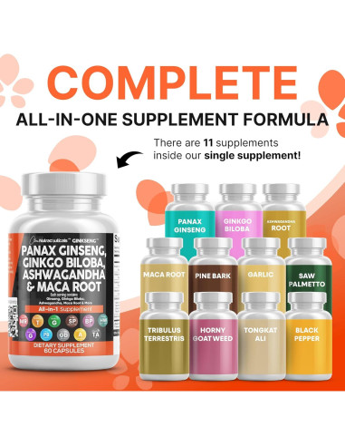 Suplemento Clean Nutraceuticals Ginseng y Ginkgo Biloba 60 Cápsulas