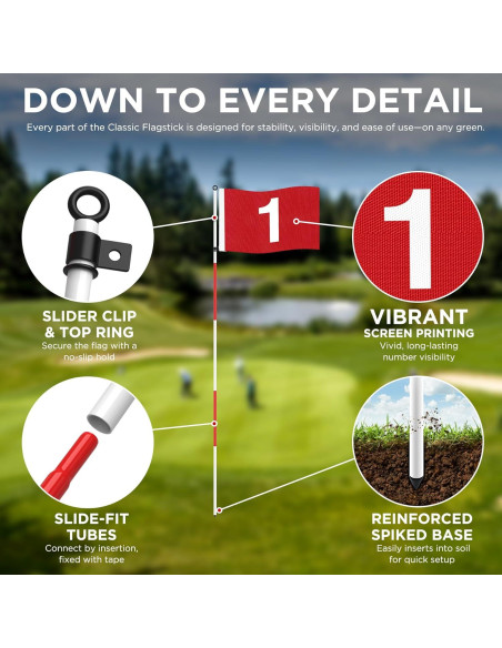 Bandera de Golf KINGTOP 1.83m Portátil con Taza de Agujero