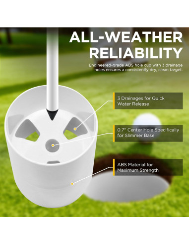 Bandera de Golf KINGTOP 1.83m Portátil con Taza de Agujero