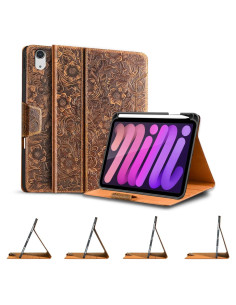 Funda de Cuero Genuino Gexmil para iPad Mini 7 y 6 - Marrón