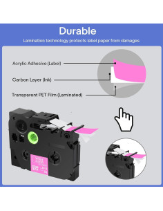 Cinta de Etiqueta Laminada Greencycle TZe-MQP35 12mm Rosa Berry 2