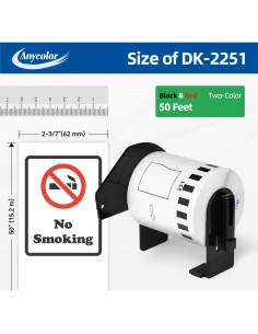 6 Rollos Etiquetas Continuas Anycolor DK-2251 62mm x 15.24m 2
