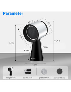 Campana Extractora Portátil AMZCHEF 3 Velocidades 2.08 kg 2