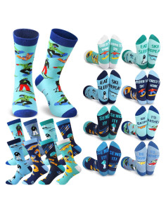 Calcetines de Esquí Divertidos Shihanee - 8 Pares Unisex