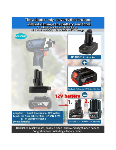 Adaptador de Batería 18V a 12V Bosch - MAKBOS