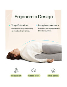 Almohada Bolster de Yoga ZonLi 66x28x18cm Algodón Gris 2